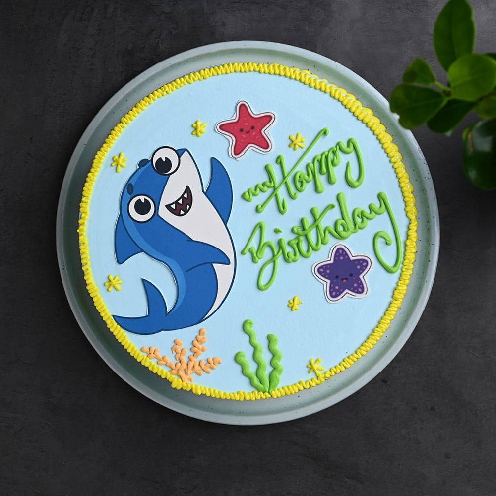 Ocean Adventure Baby Shark Cream Cake